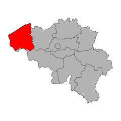 Fototapeta premium West Flanders of Belgium map symbol, travel web flat concept icon vector illustration .