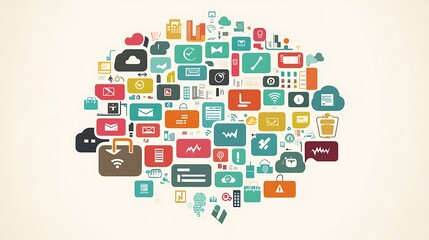 Illustration of secure cloud storage with data files safeguarded by security icons 