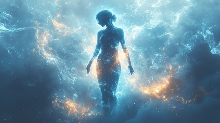 Woman in ethereal light