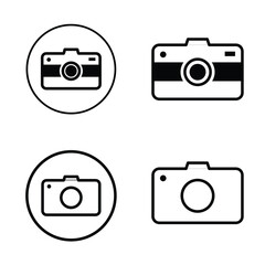 Camera black white outline icon