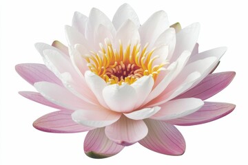 Pink water lily with yellow center.