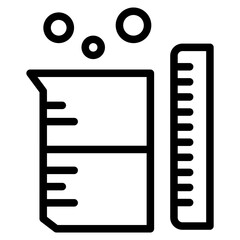 Laboratory chemistry flasks with science chemical reaction test icon. Vector graphic element