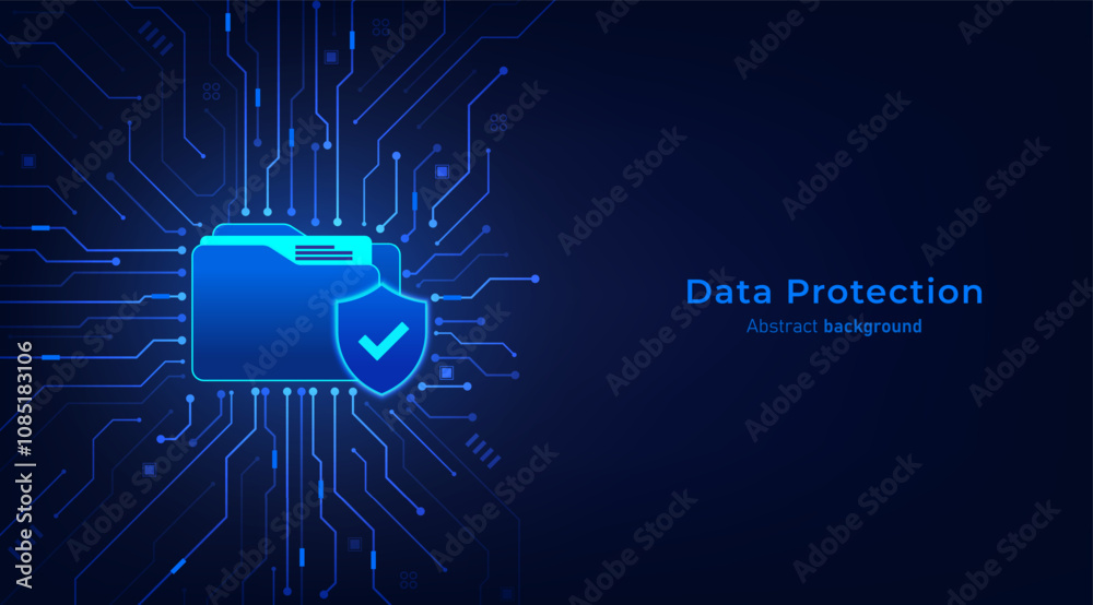 Aufkleber Concept of data security technology. Data privacy and network protection abstract background futuristic Hi-tech style. Cybersecurity technology. Vector illustration