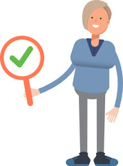Woman Character Showing Check Mark
