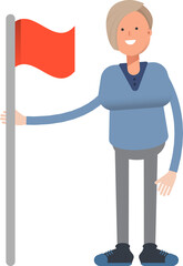 Woman Character Holding Flag
