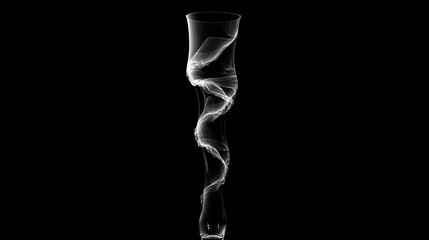 Obraz premium Twisting smoke column, isolated, thin transparent lines, dark background
