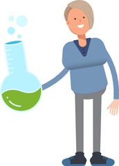 Woman Character Holding Lab Flask

