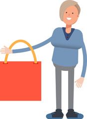 Woman Character Holding Shopping Bag
