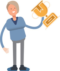 Woman Character Holding Up Trophy
