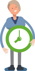 Woman Character Holding Clock
