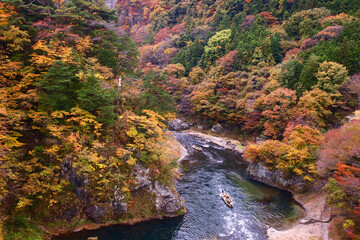 日光市　鬼怒川の紅葉とライン下り