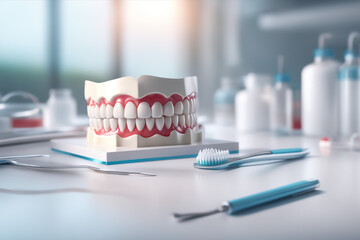 3d illustration of dentistry with toothbrush isolated with white paper background