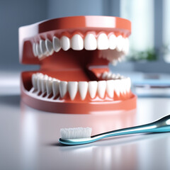 Obraz premium 3d illustration of dentistry with toothbrush isolated with white paper background