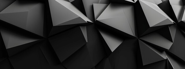 Fototapeta premium Abstract polygons and shapes for design. Banner template with white space in the center on a black background. Ideal for modern website backgrounds, posters, and advertisements.