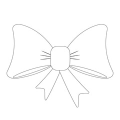 Outline drawing of a festive bow for Christmas or New Year-themed coloring pages. Great for holiday decorations and crafts.