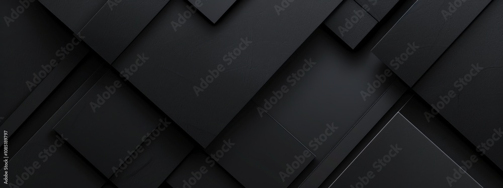 Poster Abstract minimalist wallpaper with abstract geometric forms on black background. Ideal for modern design and banner templates with copy space in the center for text.