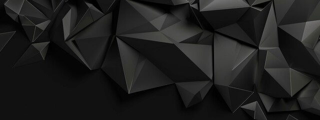 Fototapeta premium Photo of Black Background with Abstract Triangles for Design, Featuring White Space in the Center for Text. Ideal for Banner Templates and Digital Projects. Minimalist Wallpaper.