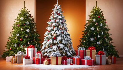 Merry christmas, With christmas tree and decoration, ornaments