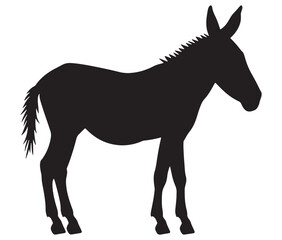 Obraz premium Silhouette of a donkey, Donkey silhouette isolated on white