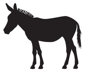 Obraz premium Silhouette of a donkey, Donkey silhouette isolated on white