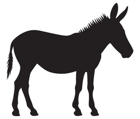 Silhouette of a donkey, Donkey silhouette isolated on white