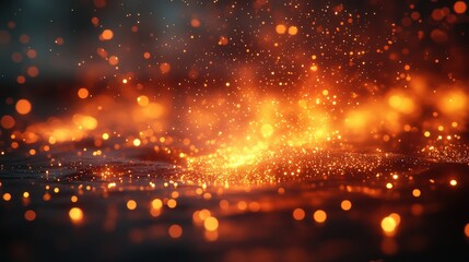 A mesmerizing display of glowing particles resembling molten lava or embers.
