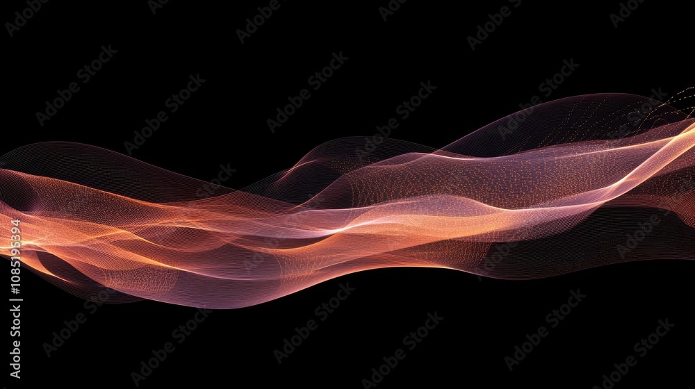 Aufkleber a visual of cyber particles and interconnected lines forming a smooth wave, depicting the flow of in