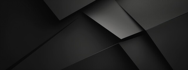 Fototapeta premium Black Background with Basic Geometric Motifs for Design, Banner Template. White Space in the Center for Text, Abstract Minimalist Wallpaper for Modern and Elegant Visuals.