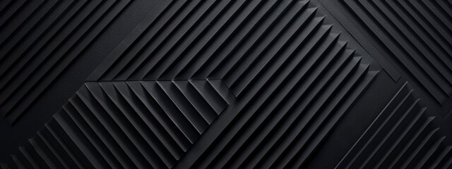 Naklejka premium Abstract minimalist wallpaper with bold geometric patterns on black background. Ideal for modern design and banner templates with copy space in the center for text.