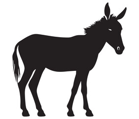 Obraz premium Silhouette of a donkey, Donkey silhouette isolated on white