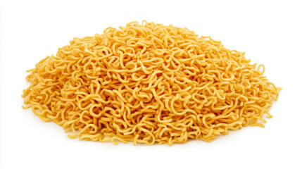Fototapeta premium Pile of Loose Yellow Noodles Isolated on White Background