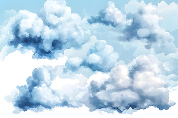 Naklejka premium illustration watercolor painted white clouds isolated on transparent background