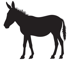 Obraz premium Silhouette of a donkey, Donkey silhouette isolated on white