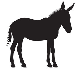 Obraz premium Silhouette of a donkey, Donkey silhouette isolated on white