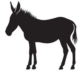 Silhouette of a donkey, Donkey silhouette isolated on white