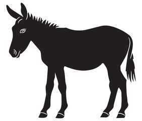 Silhouette of a donkey, Donkey silhouette isolated on white