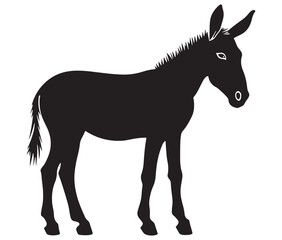 Obraz premium Silhouette of a donkey, Donkey silhouette isolated on white