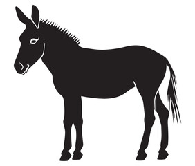 Obraz premium Silhouette of a donkey, Donkey silhouette isolated on white
