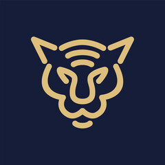 lion icon line art logo template