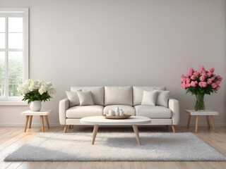 Fototapeta premium interior with white sofa. mock up 