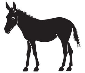 Obraz premium Silhouette of a donkey, Donkey silhouette isolated on white