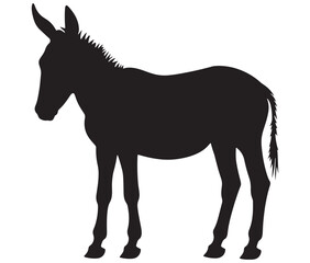 Obraz premium Silhouette of a donkey, Donkey silhouette isolated on white