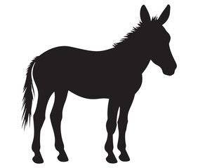 Obraz premium Silhouette of a donkey, Donkey silhouette isolated on white