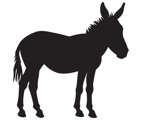 Obraz premium Silhouette of a donkey, Donkey silhouette isolated on white