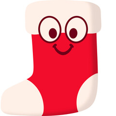 Christmas Sock Happy Face Cartoon
