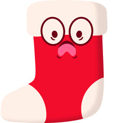 Christmas Sock Scared Face Cartoon