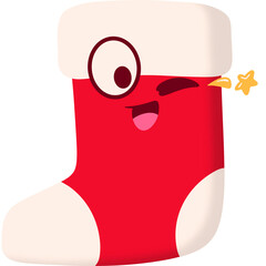 Christmas Sock Wink Face Cartoon