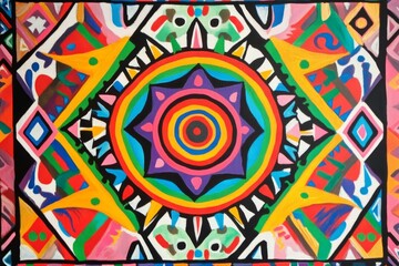 Fototapeta premium A colorful abstract painting with geometric shapes.
