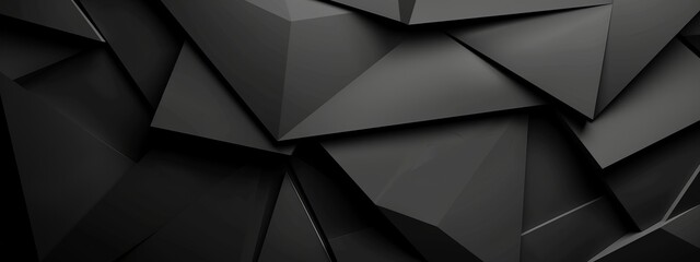 Obraz premium Abstract minimalist wallpaper with clean triangles and rectangles on black background. Banner template with white center text area. Ideal for modern designs.
