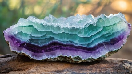 Fototapeta premium A vibrant fluorite crystal, showing layers of green and purple, a unique collectible for crystal lovers